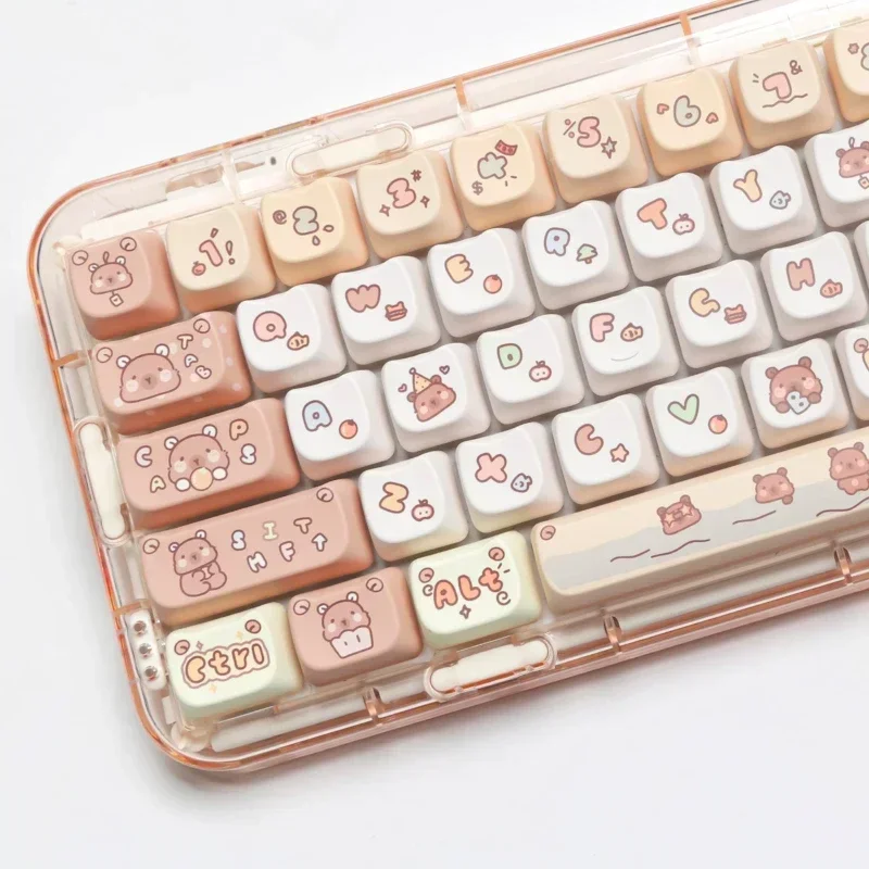 134 Keys MAO Profile Keycaps Cat Shape Cartoon Bear Theme PBT Dye Sublimation Key Caps for 61/84/75/104 Keys Mechanical Keyboard