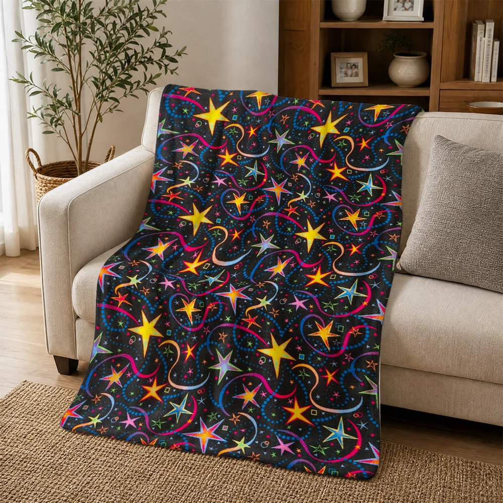 Vibrant Galaxy Starry Night Throw Blanket Cozy Decorative Sofa Bedding for Living Room Decor