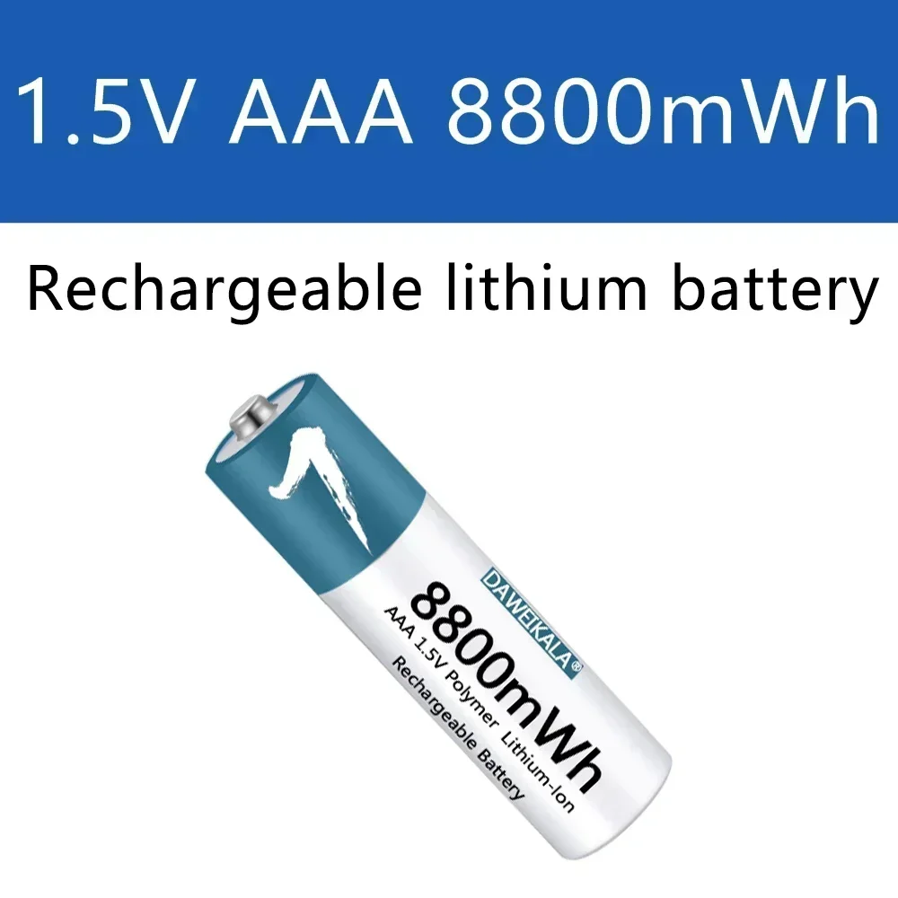   Batterie Lithium-ion Rechargeable AAA 1.5V, plus de 2000 cycles pour télécommande, souris, jouet électrique avec chargeur USB