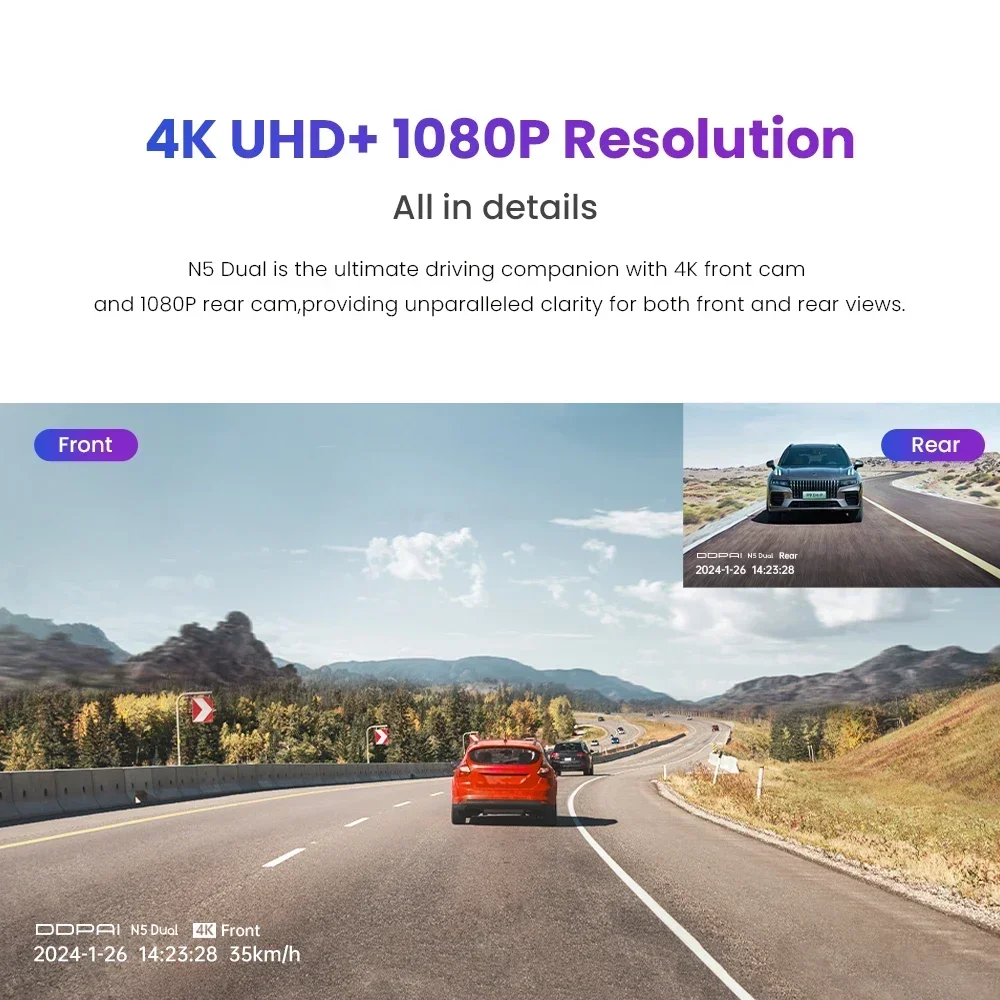 

DDPAI N5 Dual Front and Rear 4K Ultra HD Resolution Dash Camera