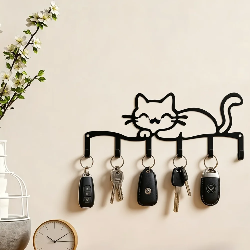CIFBUY Cat Iron Wall Hook Multi Functional Heavy Duty Metal Art Decor Easy Install For Living Room Bedroom Office