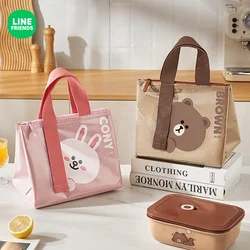 LINE FRIENDS Cony Lunch Box Bag New Insulated Bento Handbag Brown Waterproof Student Bento Bag Anime Kawaii Work Lunch Bag Gift