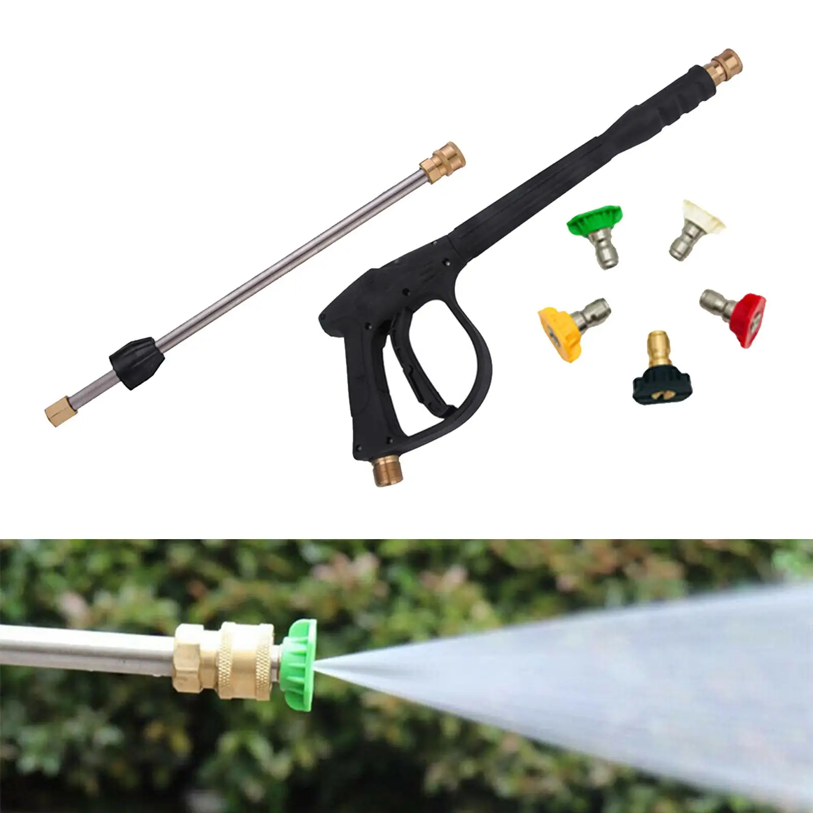 2200 PSI Pressure Power Washer Spray Gun 5 Nozzle Tips M22 Quick Connect