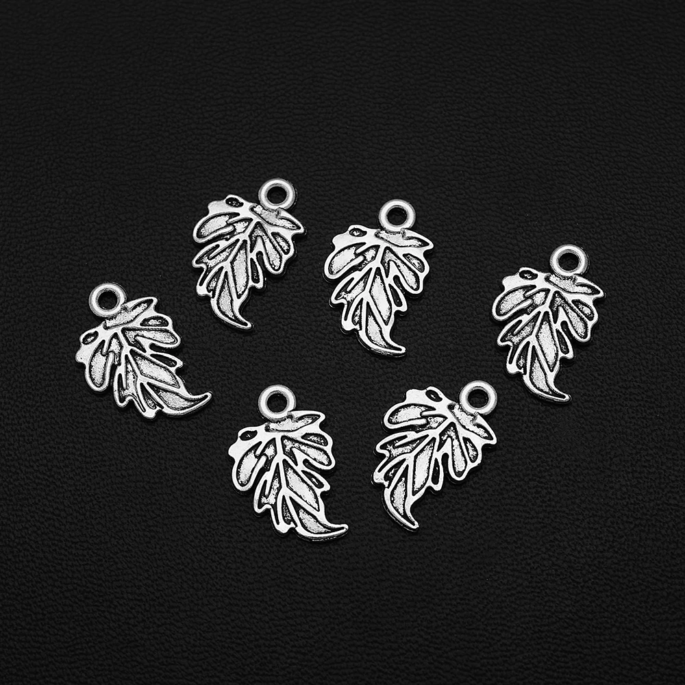 50pcs/lot--12x18mm Mini Tree Leaf Charms Pendants For Diy Jewelry Making Findings Supplies Accessories Wholesale Bulk Items