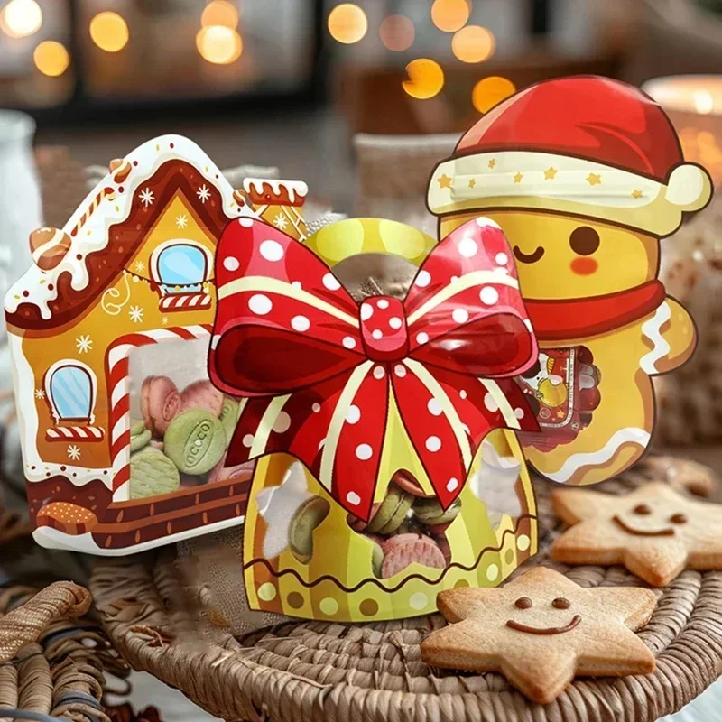 50Pcs Christmas Gift Packaging Bag Home Party New Year For Cookies Candy Chocolate Macarons Decoration Snowman Child Favors