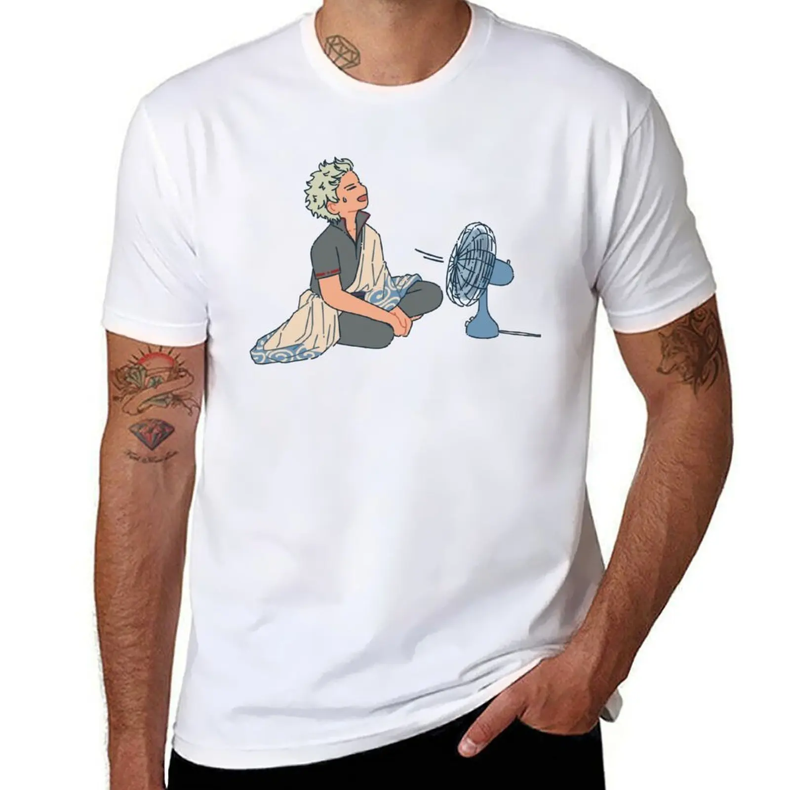 if you go to sleep with the fan on, you'll get a stomachache, so be careful T-Shirt Light Athletic Short Sleeve Tee Shirt