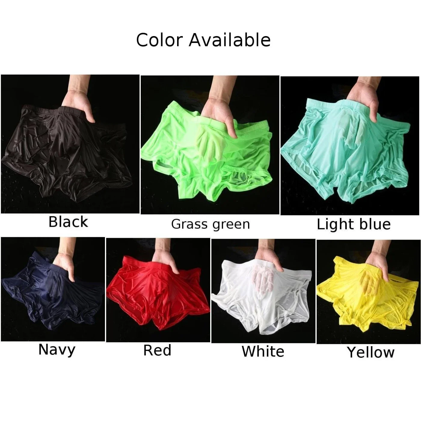 Men Wet Seductive Sexy Briefs Thin Transparent Comfy Summer Underwear Skin-Friendly Shorts Trunks Stretchy Underpants