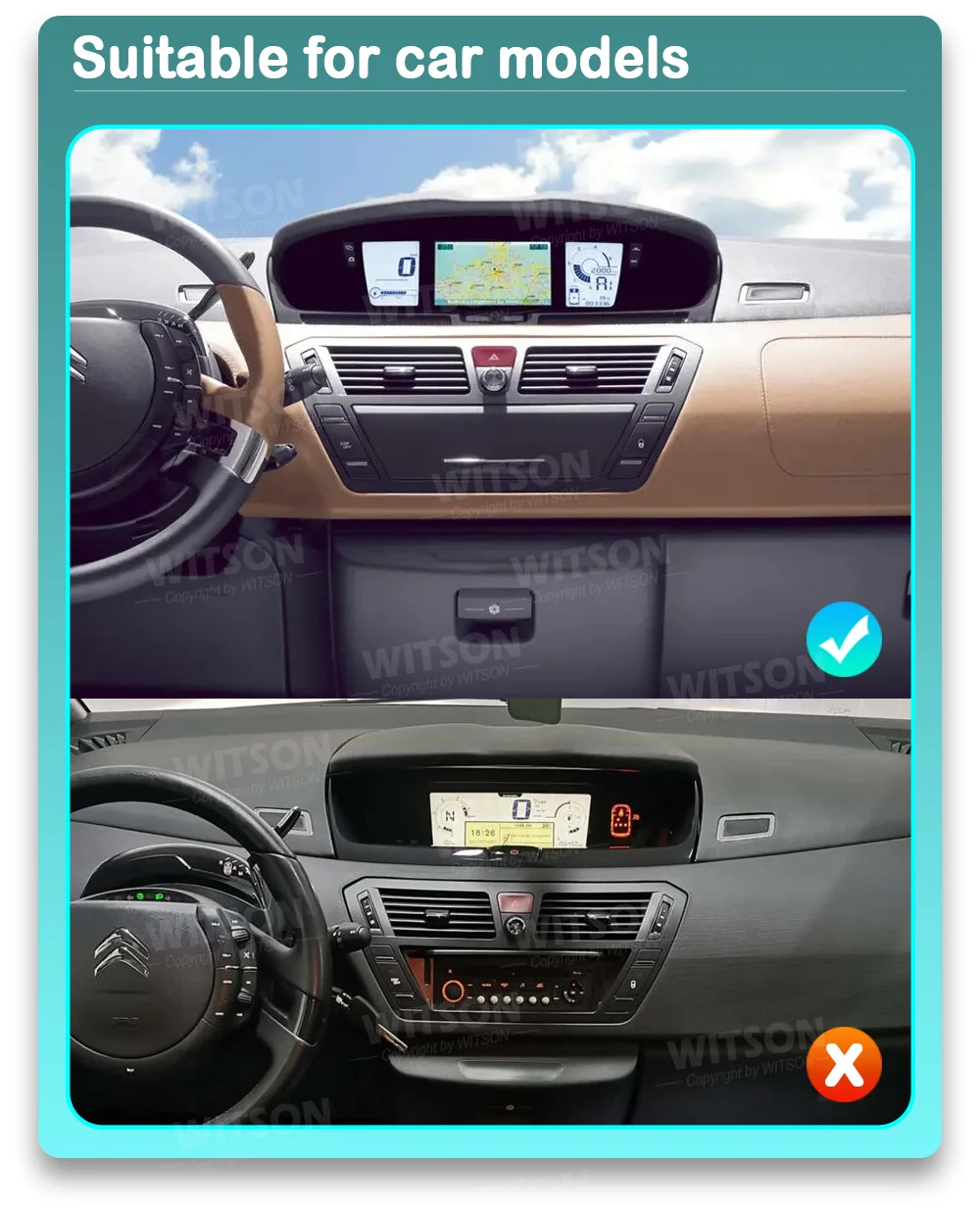 Android 15 Car Radio Stereo For Citroen C4 Picasso 2006-2013 Multimedia Player Wireless Carplay Android Auto GPS Navigation RDS