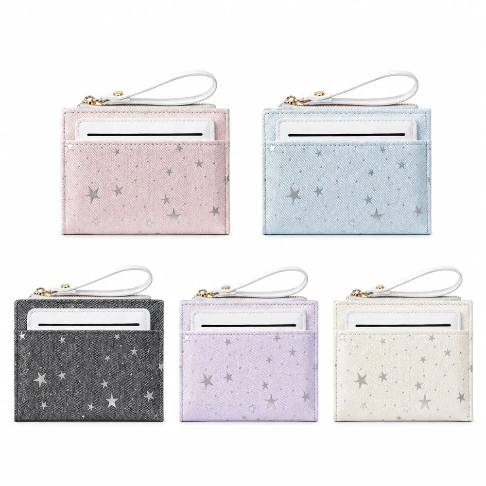 Artificial Leather Card Holder Coin Purse Portable Pocket Wallet for Women Creative Multicard Slot Star Pattern Card Case