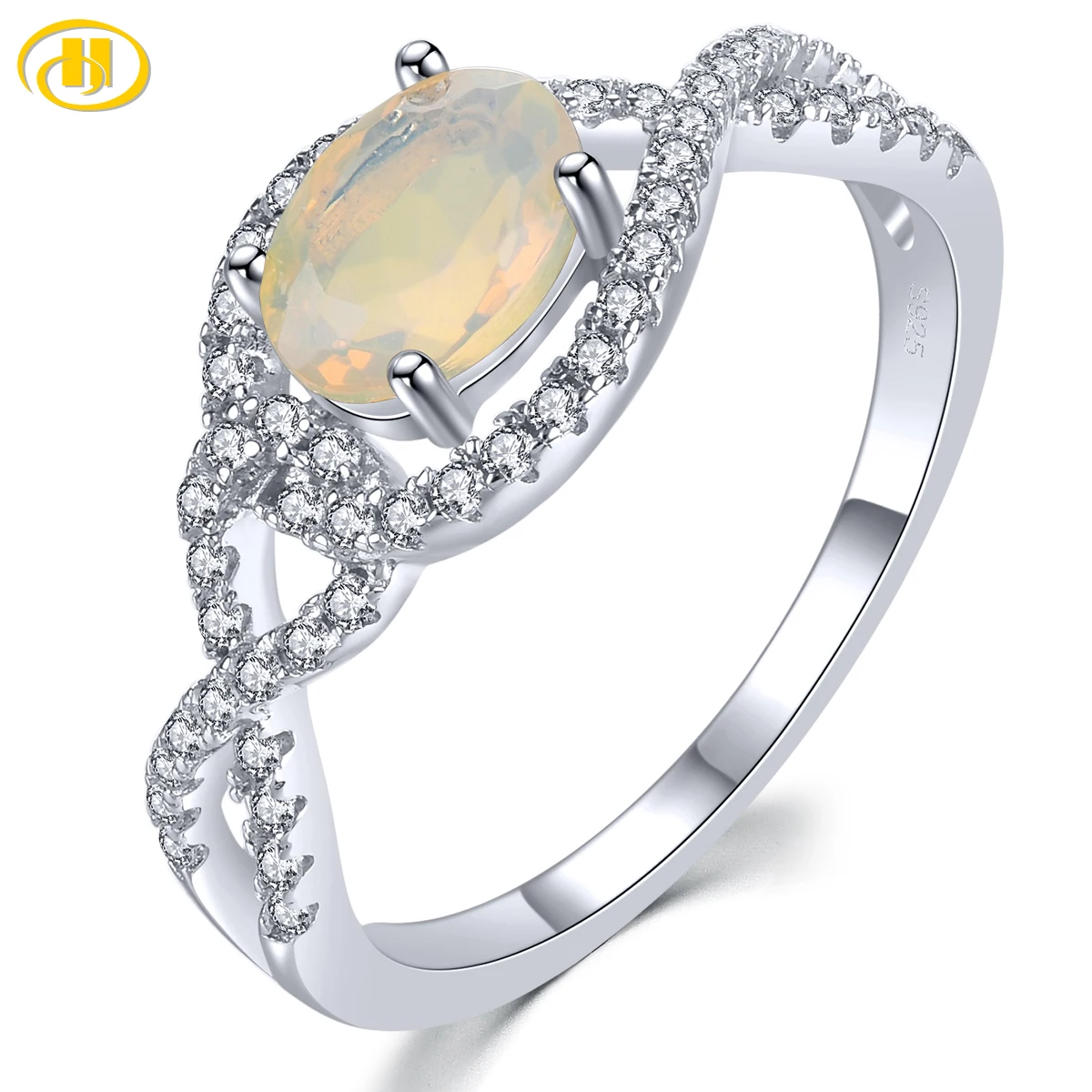 Natural Opal Solid Sterling Silver Rings 0.7 Carats Genuine Gemstone Classic Fine Jewelry Design S925 Birthday Gifts Decoration