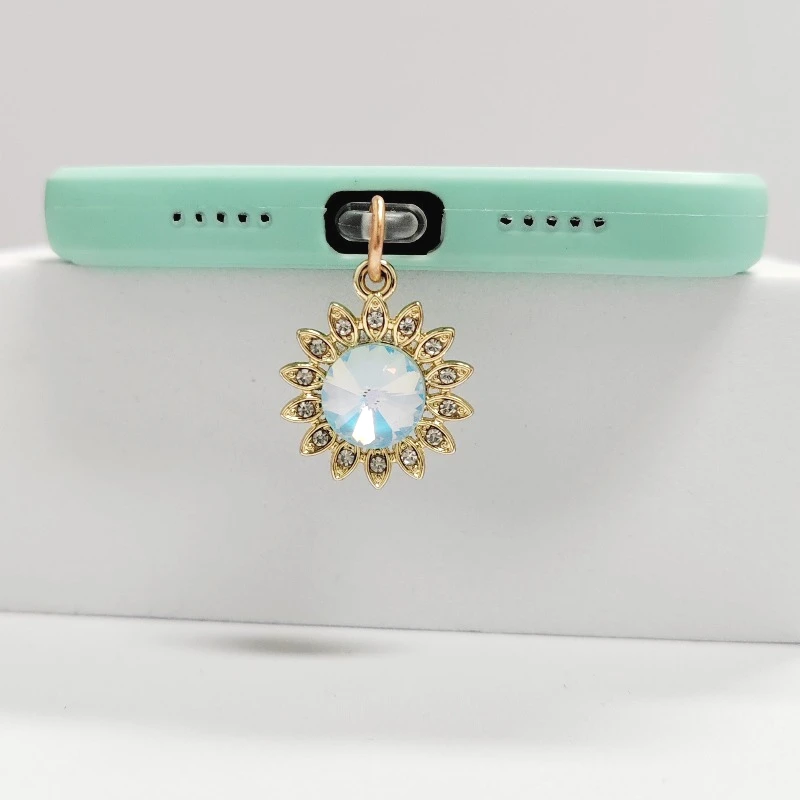 أزياء عباد الشمس نوع C الغبار التوصيل سحر رائعتين الأزهار تهمة ميناء التوصيل آيفون غطاء غبار قلادة ملحقات الهاتف #6