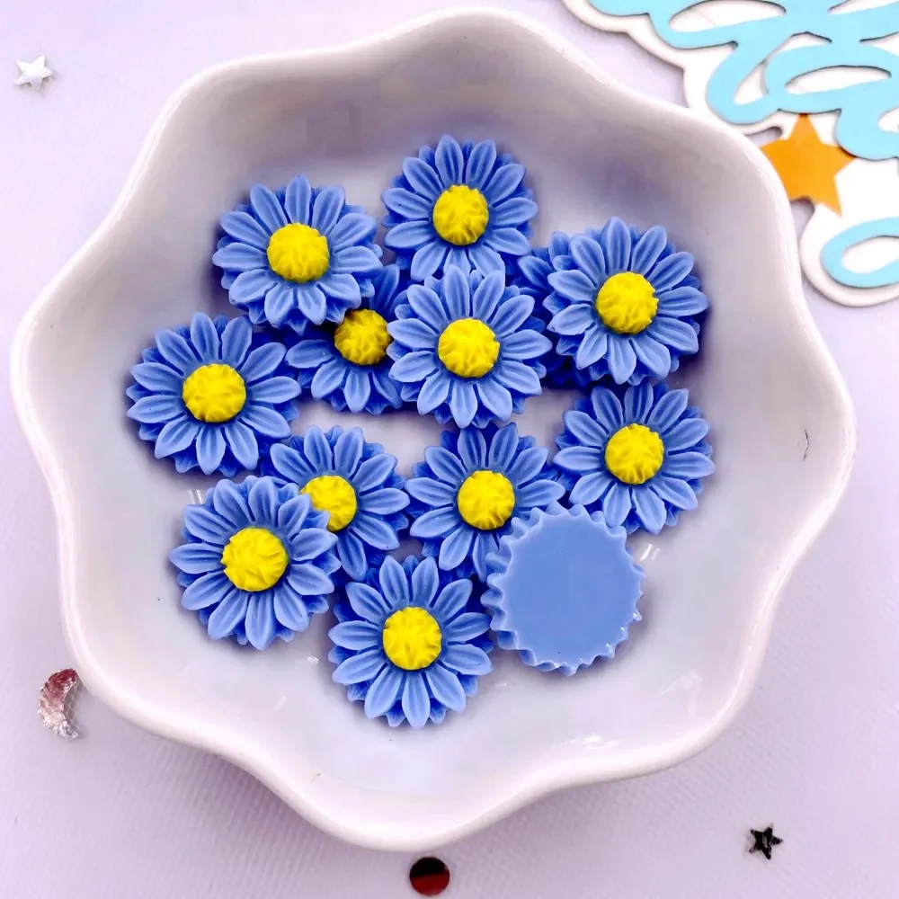 30Pcs Resin Colorful 15mm Sunflower Flatback Flower Stone Gem Scrapbook DIY Wedding Jewelry Ornament Applique Crafts L811 R