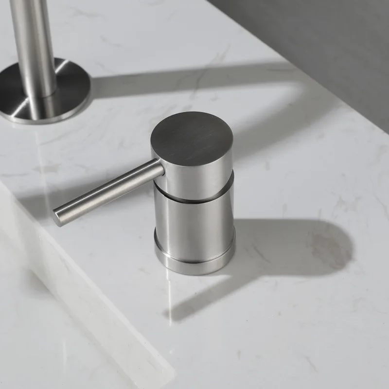 stainless steel lead-free wash basin hot and cold water faucet bathroom black basin faucet single handle double hole split tap
