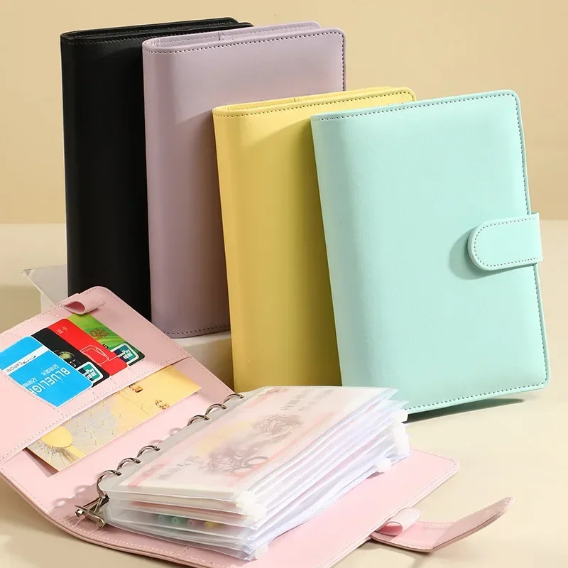 26Colors CMacaron Color AA5 A6 6 Ring Binder PU Clip-on Notebook Leather Loose Leaf Notebook Cover Notebooks Journal Stationery