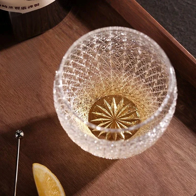 Full Stars Sky Edo Kiriko Hand Engraving Crystal Whisky Cup Japanese Style Wine Glass Liquor Brandy Whiskey Snifter Crystalware