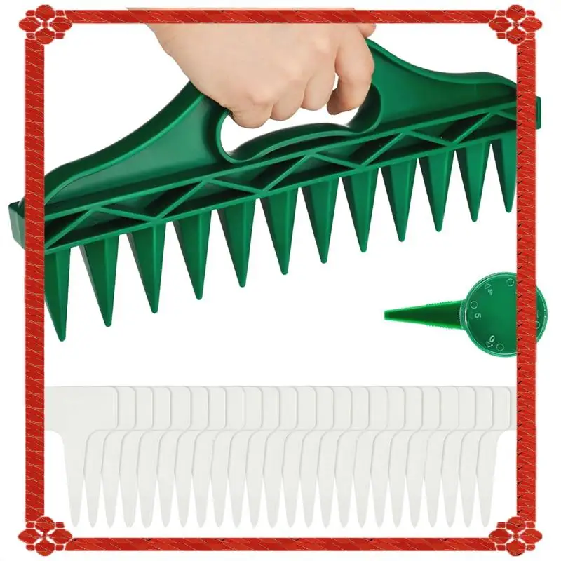 Sowing Seeds Dispenser Set,12 Holes Seed-In Soil Planter And Soil Spacer For Planting Seeds With 24 Pcs Plant Labels Easy To Use