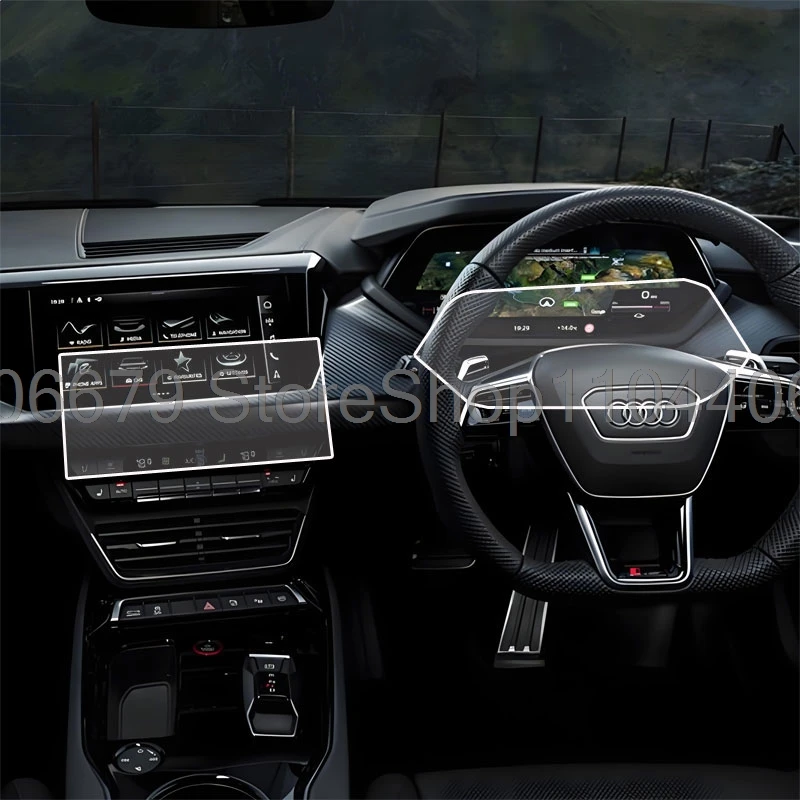واقي شاشة من الزجاج المقسى لسيارة Audi S e-tron GT RS e-tron 2022- 2025 10.1 بوصة نظام ملاحة GPS للسيارة واقي للأدوات