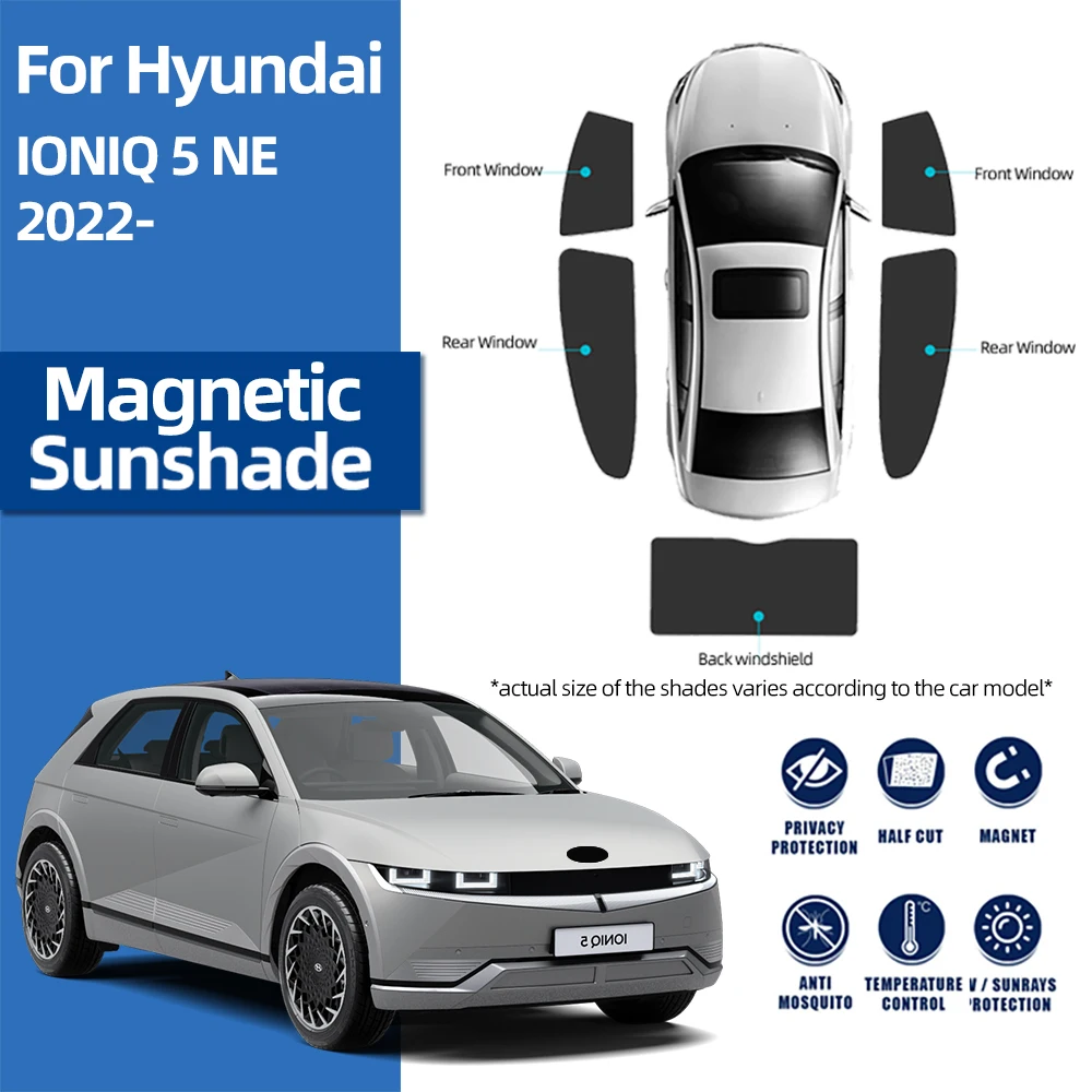 

For Hyundai IONIQ 5 NE 2022 2023 2024 Magnetic Car Sunshade Shield Front Windshield Curtain Rear Side Baby Window Sun Shade