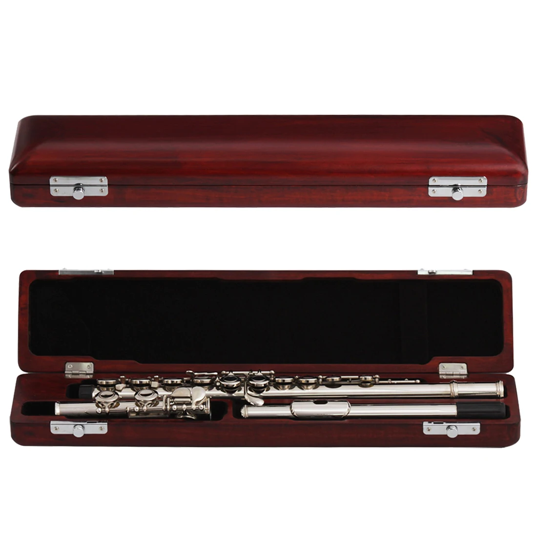 

Wholesale Price Solid Wood Accessories Flute Redwood Musical Instrument Box Mahogany 17 Hole Flute Case
