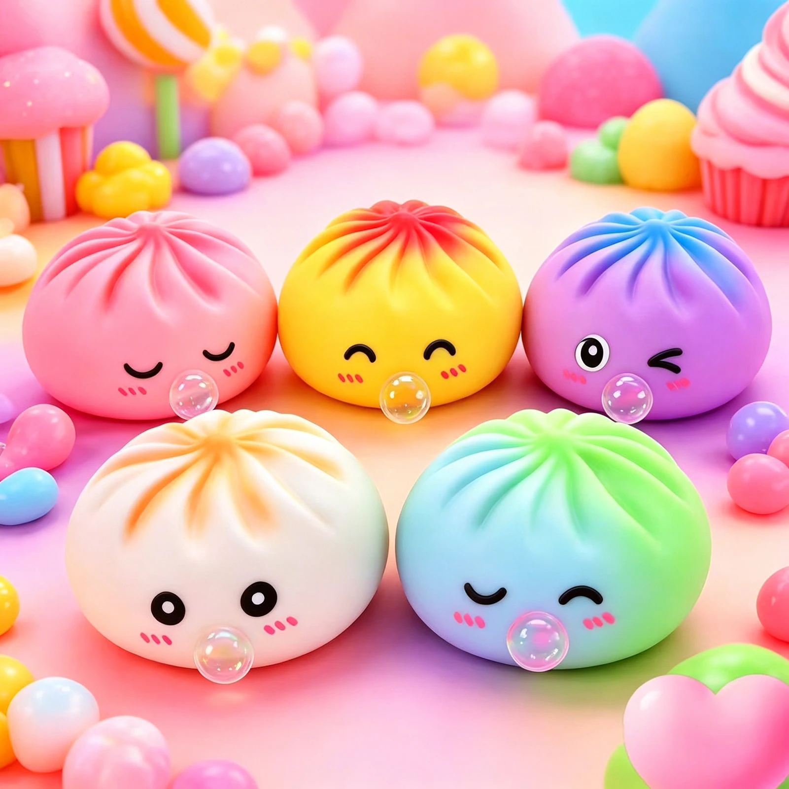 Bubble Spitting Baozi Squeeze Toy,Relieve Stress And Anxiety Toys,Stress Relief Toy For Office Adults,Kids Classroom Sensory Toy