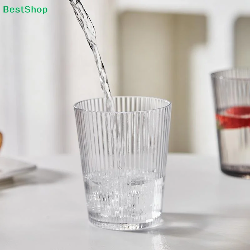 ♬Vintage Striped Drinking Glasses, Colored Ribbed Water Cups for Juice, Cocktails, , Home & Bar Use