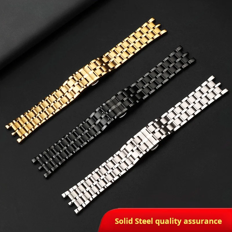 Para versace pulseira de relógio de aço v-race dupla série pulseira dedicada duplo côncavo masculino sólido pulseiras de metal de aço inoxidável
