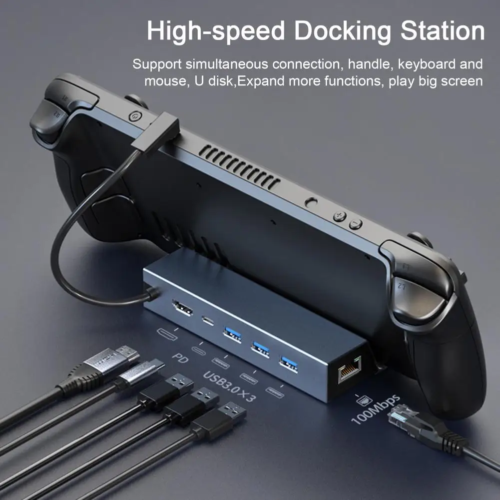 Docking Station with 4k@60hz Port 6-in-1 Usb Dock for Steam Deck with 4k@60hz Gigabit Ethernet 100w Pd Fast Charging Rog Ally