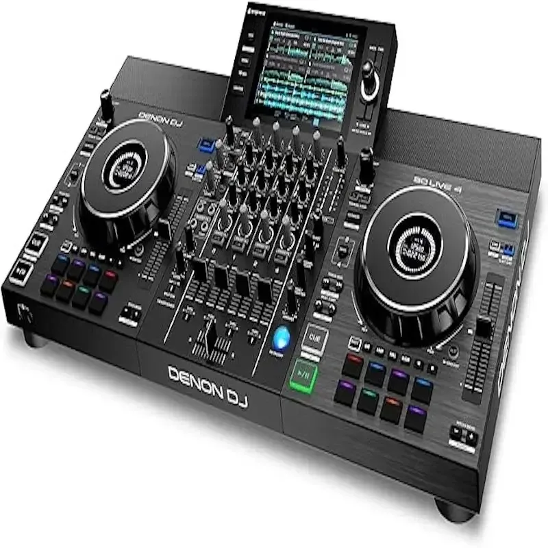 وحدة تحكم DJ مستقلة Denon DJ SC LIVE 4 جديدة تمامًا - مع فصل جذعي على 4 طوابق، وبث Wi-Fi، ومكبرات صوت مدمجة، Ser