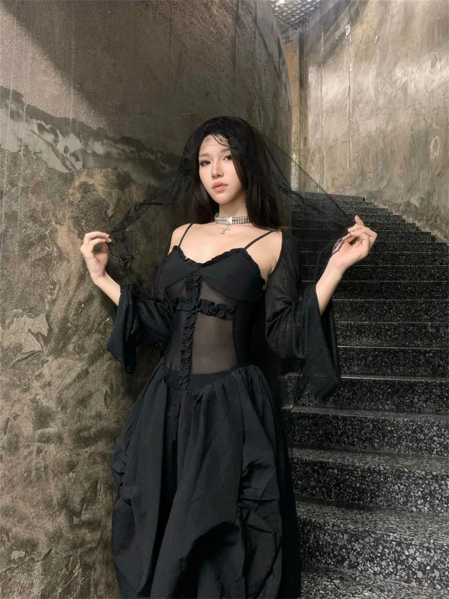 

Ltt7 Halloween k Sle Сексуальный черный костюм с перекрестными бретелями Dr Long Pure Desire Женский модный костюм с ветровой талией