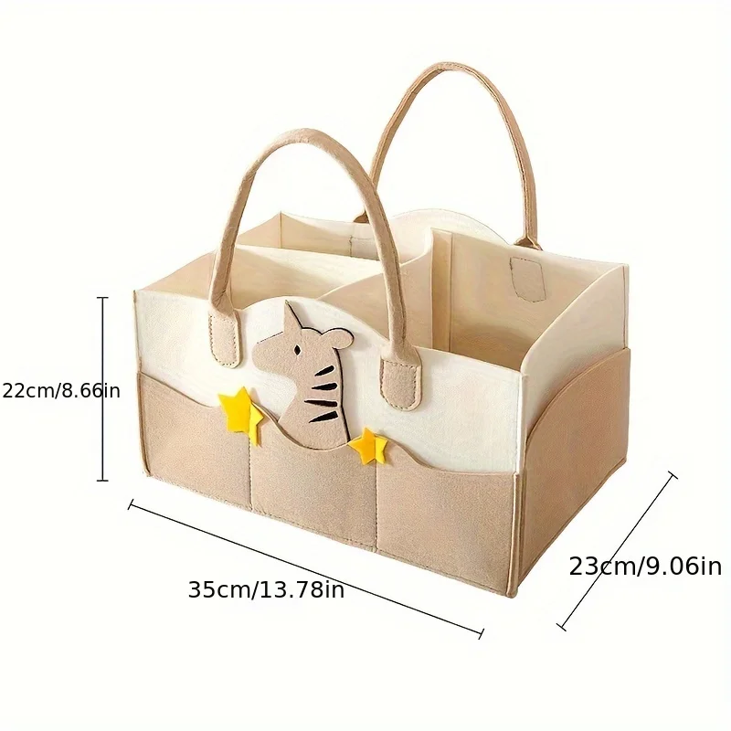 Non-woven Felt Multifunctional Storage Organizer for Baby Diapers - Cartoon Print Mommy Bag Cartoon Mommy Bag for Baby Care