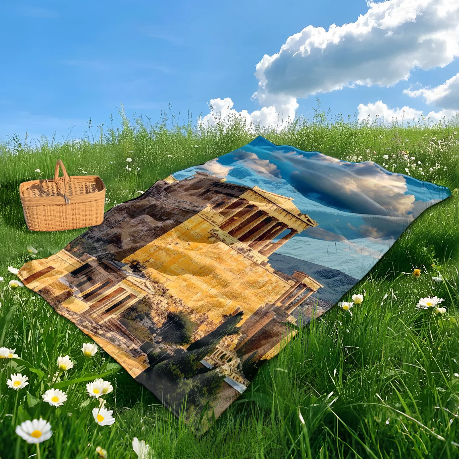 Acropolis Parthenon Ancient Greek Architecture Outdoor Blanket For Historical Exploration And Scenic Relaxation With