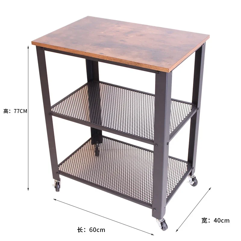 أرضية المطبخ الرجعية مع رف عجلة، رف تخزين صغير متعدد الطبقات من الحديد المطاوع البسيط الشمالي