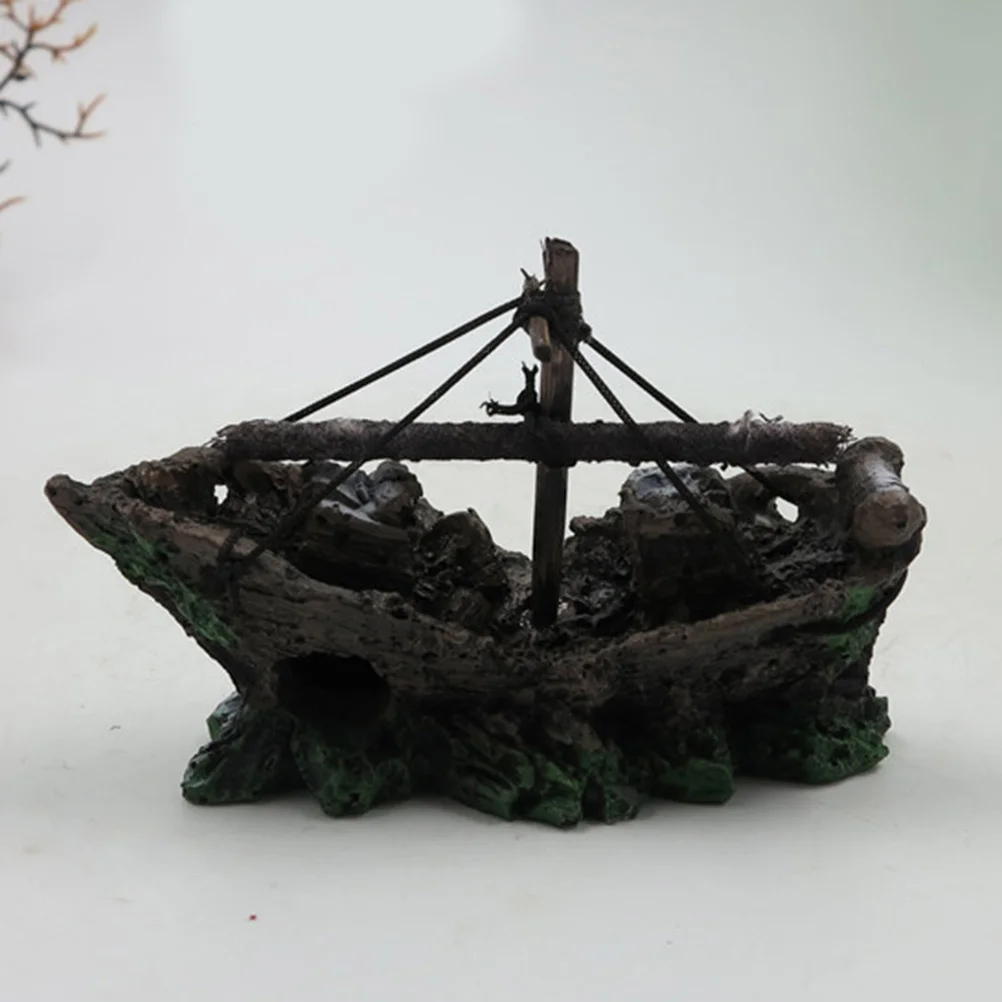 

1Pcs Resin Ship Aquarium Decoration Fish Tank Ornament Unique Landscape Sunken Ship Underwater Scene Attractive Fish Tank Decor