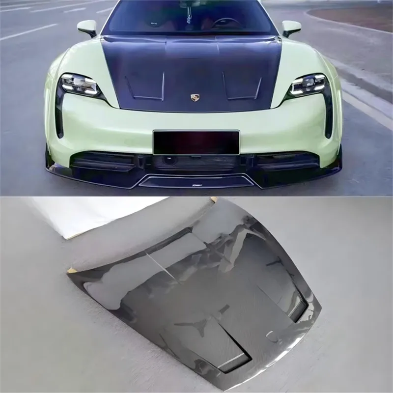 

For Porsche Taycan 2019-2022 Real Carbon Fiber Hood Engine Cover Hood Car Headliner Hood Cover Upgrade Auto Parts Kit