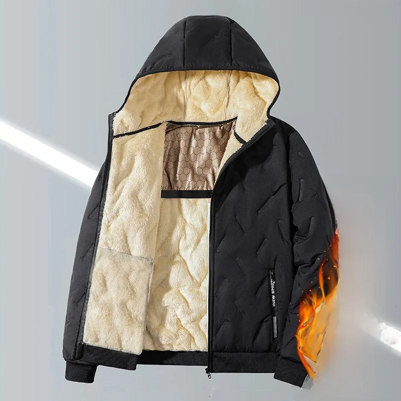 

Men's Hooded aphene Fce Lined Cotton Jaet Ultra Sonic Cotton Coat Warm Winter Outerwear Faion Urban Sle Thiened ...