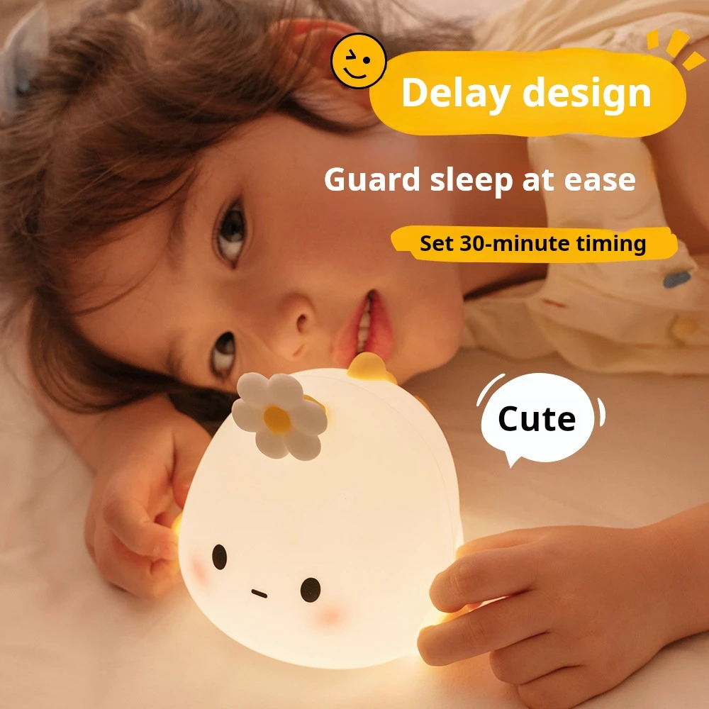 

Flower Lantern Fish Silicone Pat Night Light Cute Girls Children's Bedroom Soft Light Sleep Bedside Lamp Birthday Gift