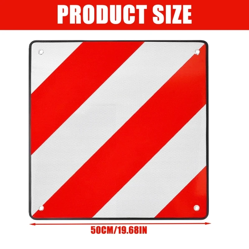 Universal Reflective Aluminum Sign Warning Sign for Cycling Safety 50x50cm with Mounting Straps for Vehicles & Campers