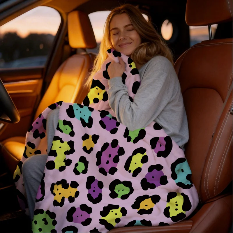 Flannel Blanket Classic Leopard Print, Warm Soft Throw Blanket, Comfortable Daily Use Blanket Ideal For Festival Gifts