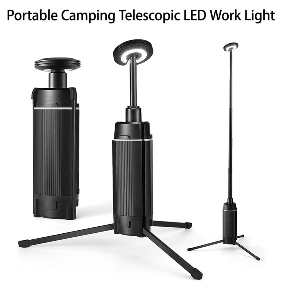 Portable Camping Lantern Telescopic LED Work Light USB Rechargeable Outdoor Fishing Tent Emergency Lamp with Tripod