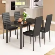 Modern 5-Piece Glass Dining Table Set