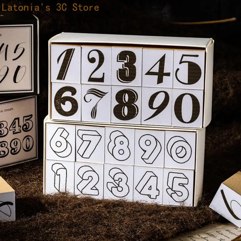 Pacote carimbo numeral artesanal papel com conjunto blocos para marcação diário X3UB