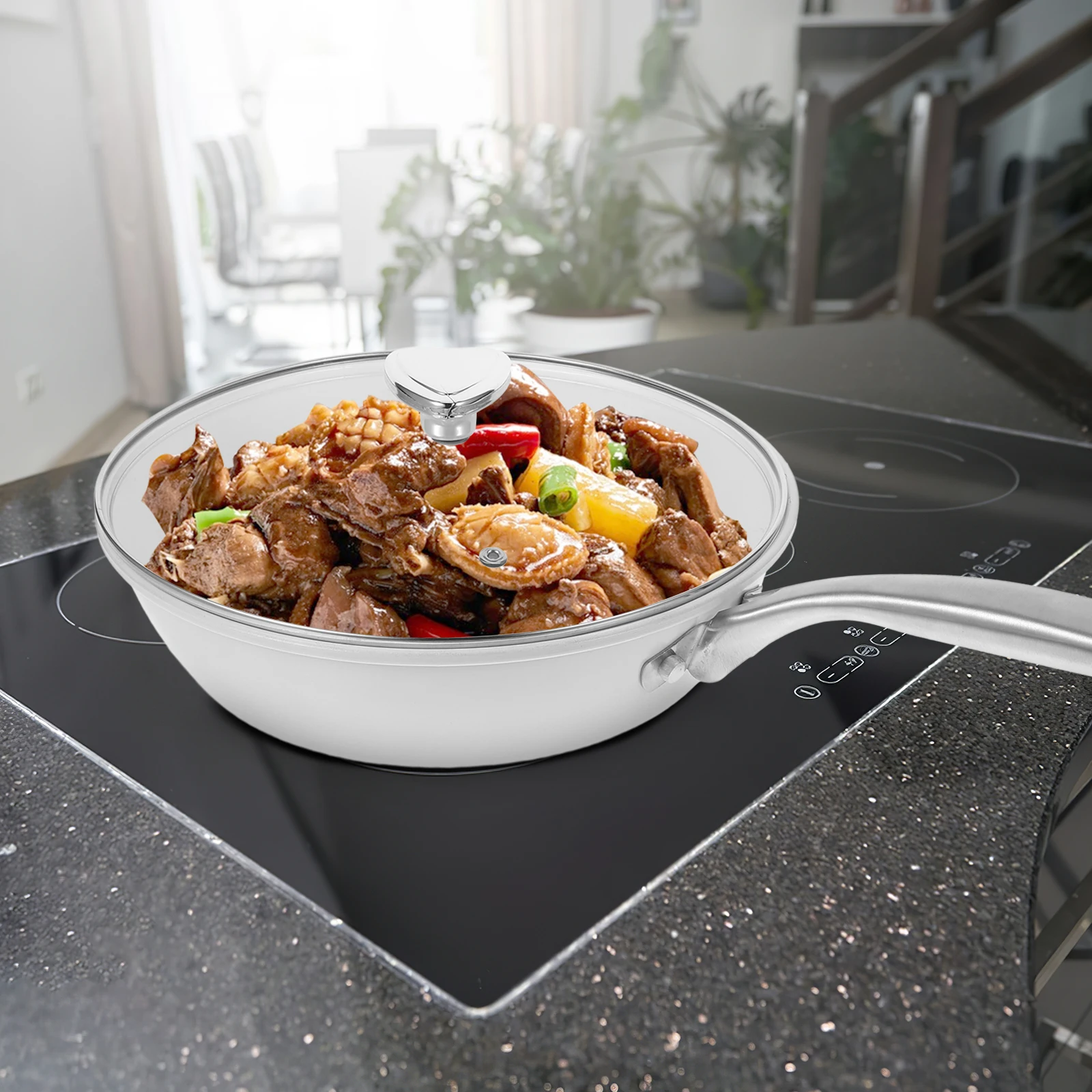 

Traditional Wok Shell Ceramic Nonstick Fry Pan Home Kitchen Cookware Flat Bottom Gas Stove Cooking Pot Chinese Stir Fry Skillet