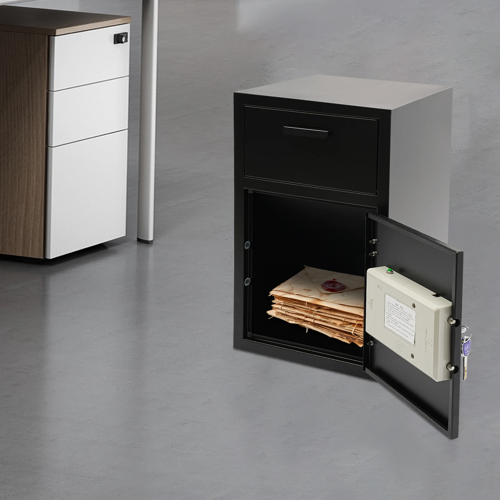 خزانة أمان رقمية بقفل إلكتروني 37 لتر مع فتحة إسقاط، 4 مفاتيح احتياطية لتخزين المستندات الثمينة النقدية والمكتب المنزلي #3
