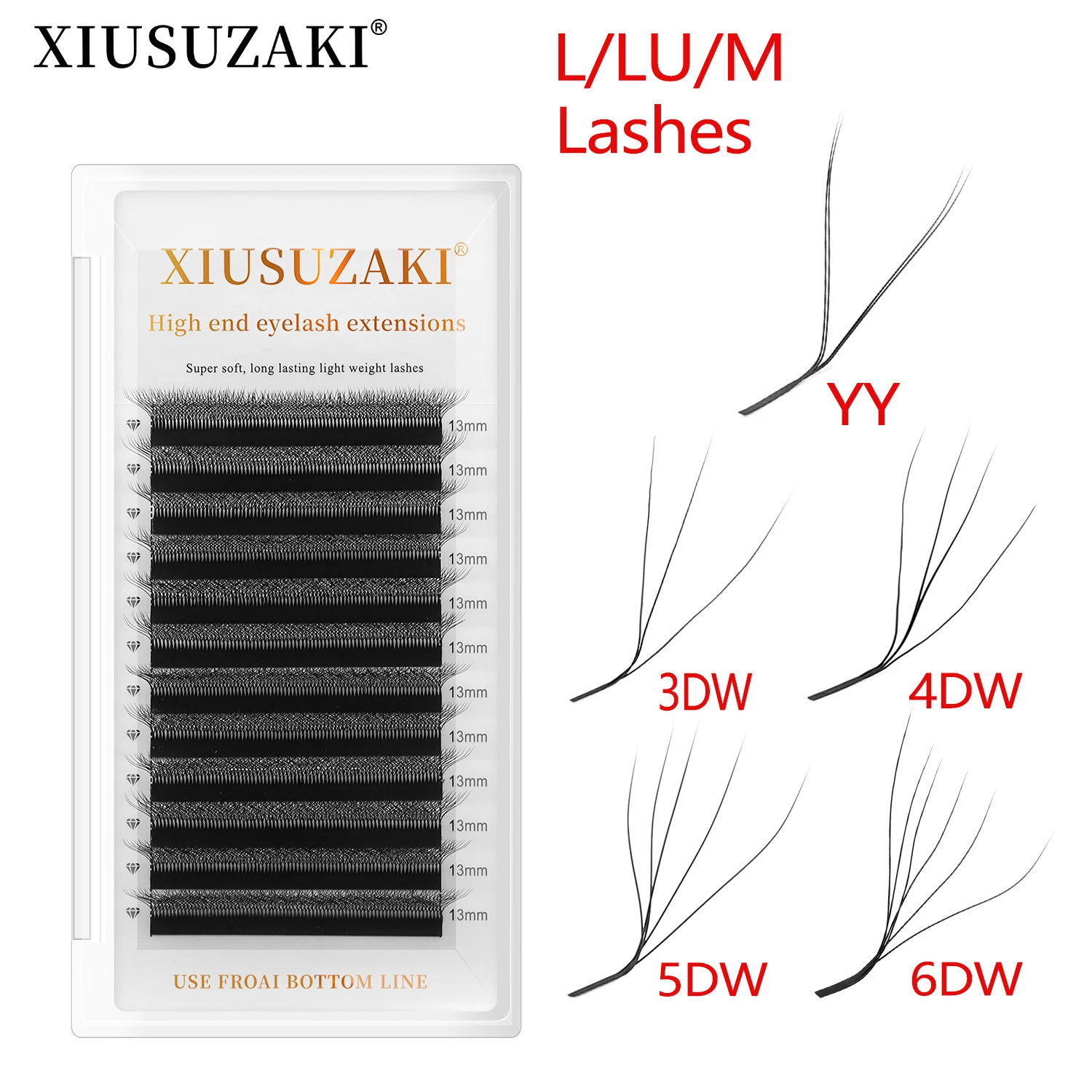 

XIUSUZAKI YY 3D 4D 5D 6DW Lashes L/LU/M Curl W Eyelashes Extension Premade Fans Volume Individual False Lashes Extensions Shop