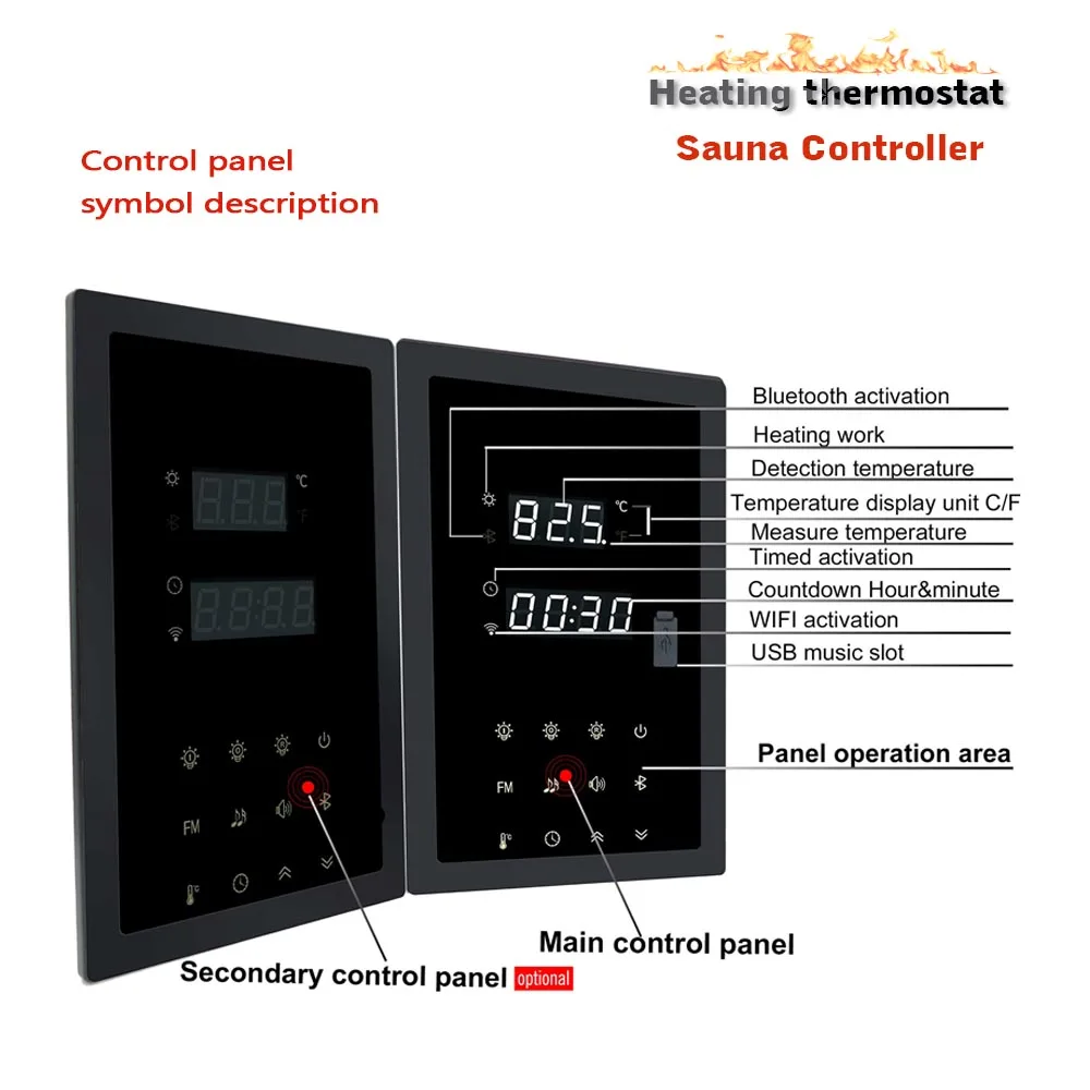 1-24 Hours countdown Sauna temperature regulator 100-240VAC multi-function TUYA WIFI sauna thermostat