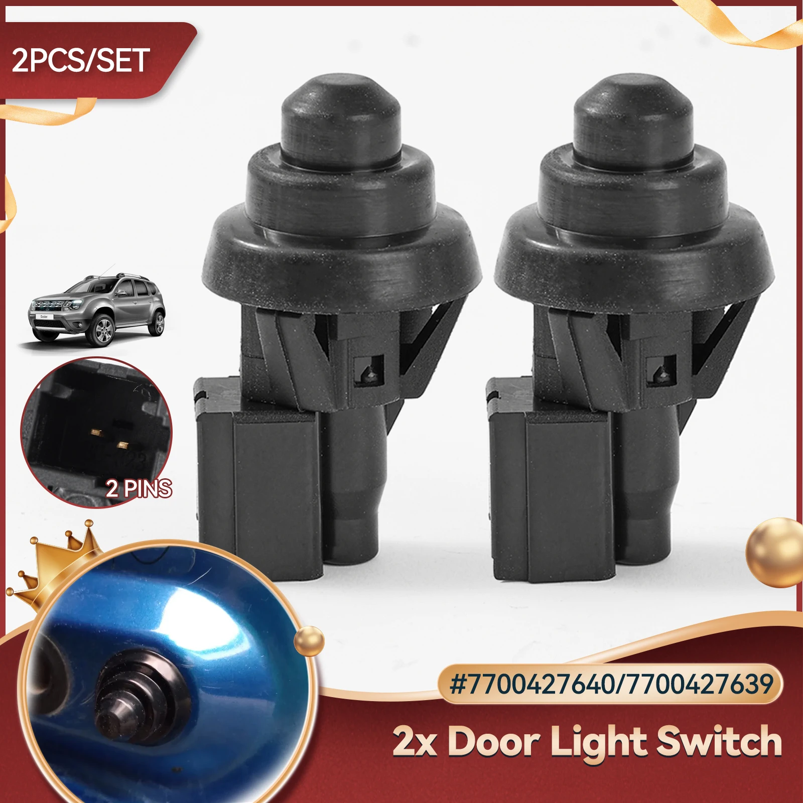 2pcs Car Interior Door Light Sensor Switch for Dacia Duster Logan Sandero Renault Clio MK II Kangoo Megane 7700427639 7700427640