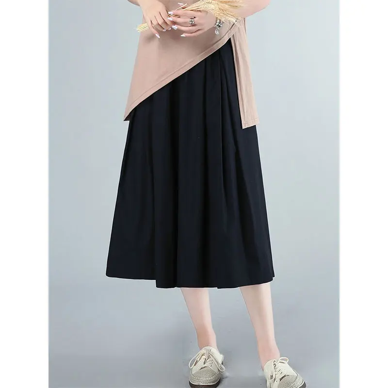 Women's Monochromatic Wide Leg Culottes, Elegant Loose Clothes, All-match, Thin Wide Leg, Casual, Summer Fashion, Temperament