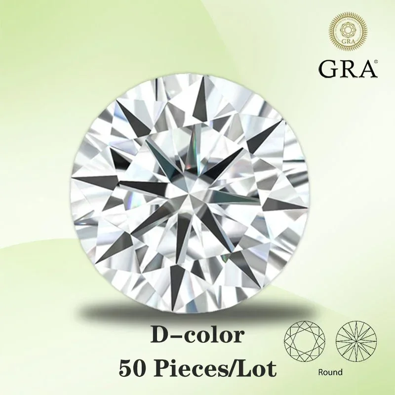 Moissanite Stone 5 /10 / 20 / 30 /50 Pcs Per Lot Promotion with GRA Certificate Pass Diamond Tester Lab Diamonds Loose Gemstones
