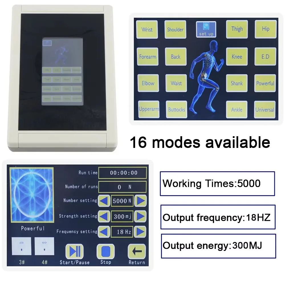 300MJ Portable Electromagnetic Extracorporeal Shockwave Therapy Machine, Touch Screen Shock Wave Massager with 7 Massage Heads