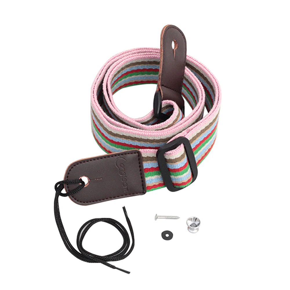 Ukulelen-Gurt, Regenbogenfarben, verstellbarer Ukulelen-Schultergurt, weicher Polyester-gewebter bunter Gurt für Ukulelen-Saiteninstrumente